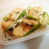 お弁当　南瓜の天ぷらとオクラののりたまマヨご飯